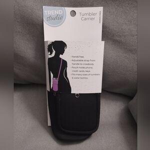 Black Stanley Tumbler Carrier With Adjustable Strap